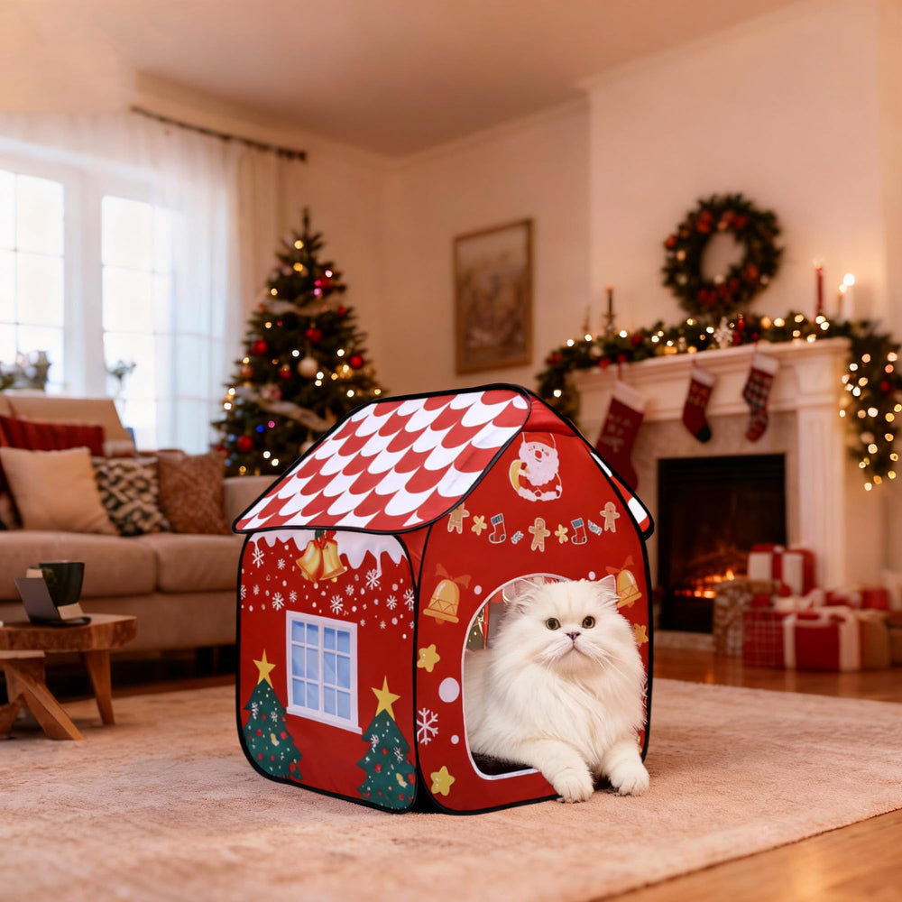 LUCKITTY Christmas cat house travel-ready packaging facilitates holidays.