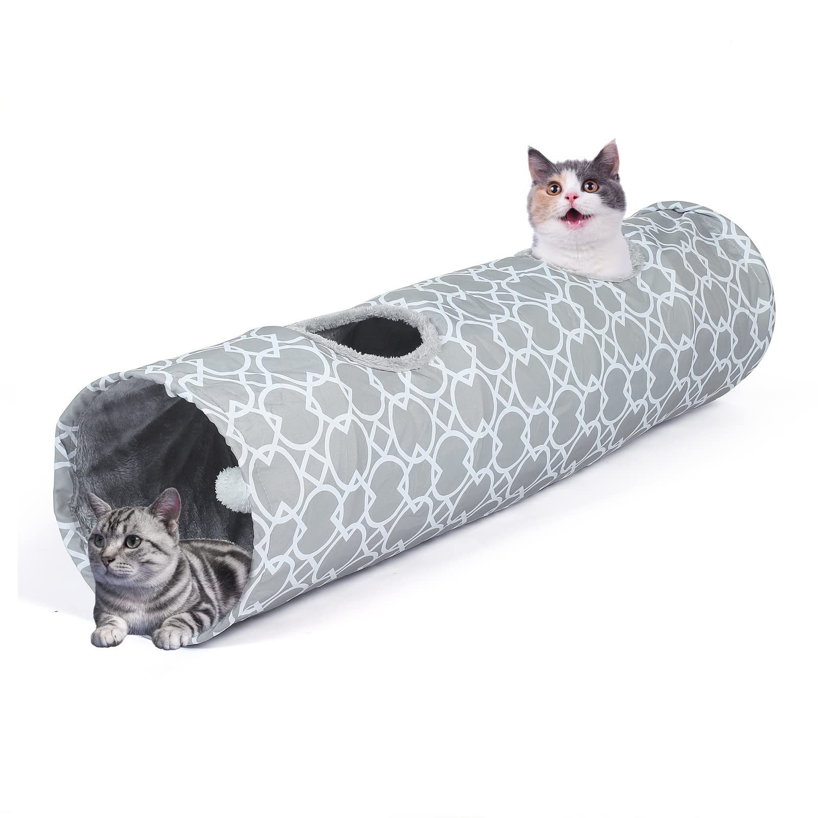 LUCKITTY Geometric Straight Cat Tunnel inner flannel fabric feels soft and inviting.
