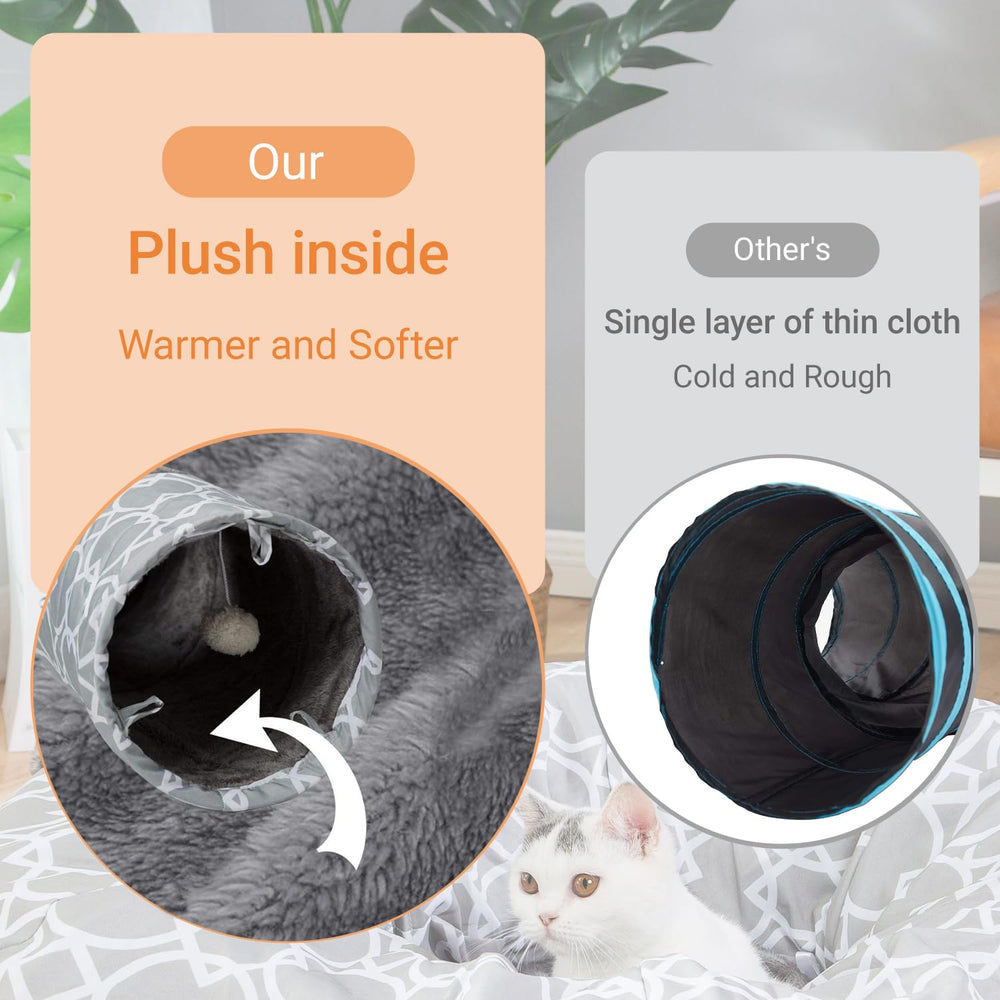 LUCKITTY geometric straight cat tunnel inner plush shows cozy hideaway.