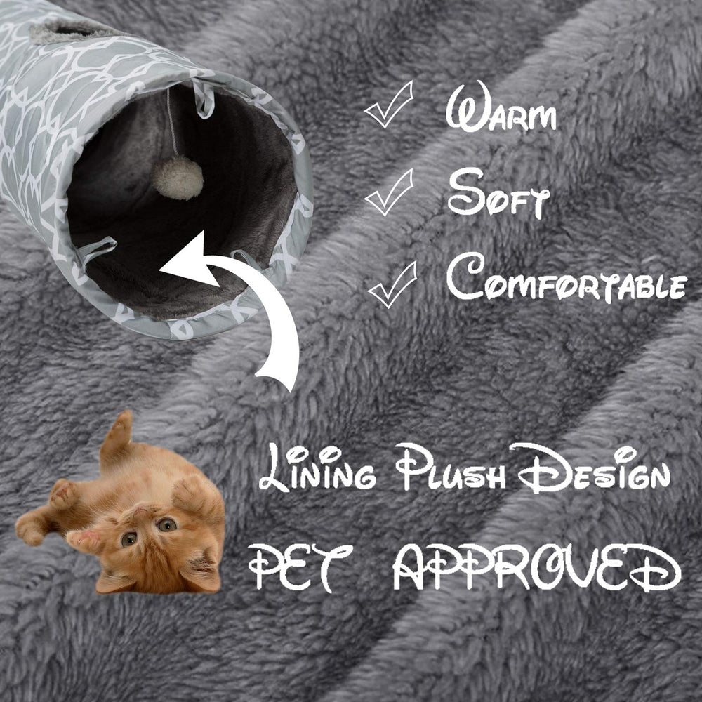 LUCKITTY Geometric Straight Cat Tunnel outer Oxford fabric ensures durability during play.