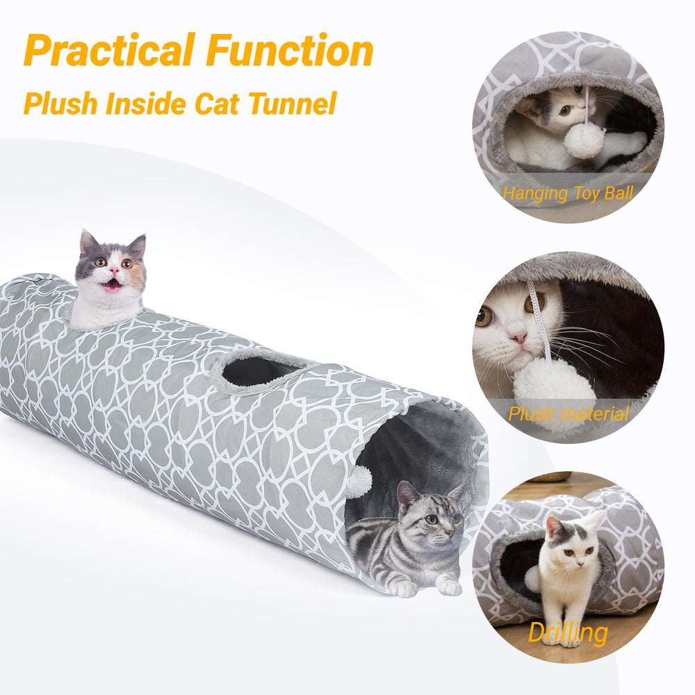 LUCKITTY Geometric Straight Cat Tunnel spring structure enables quick setup.
