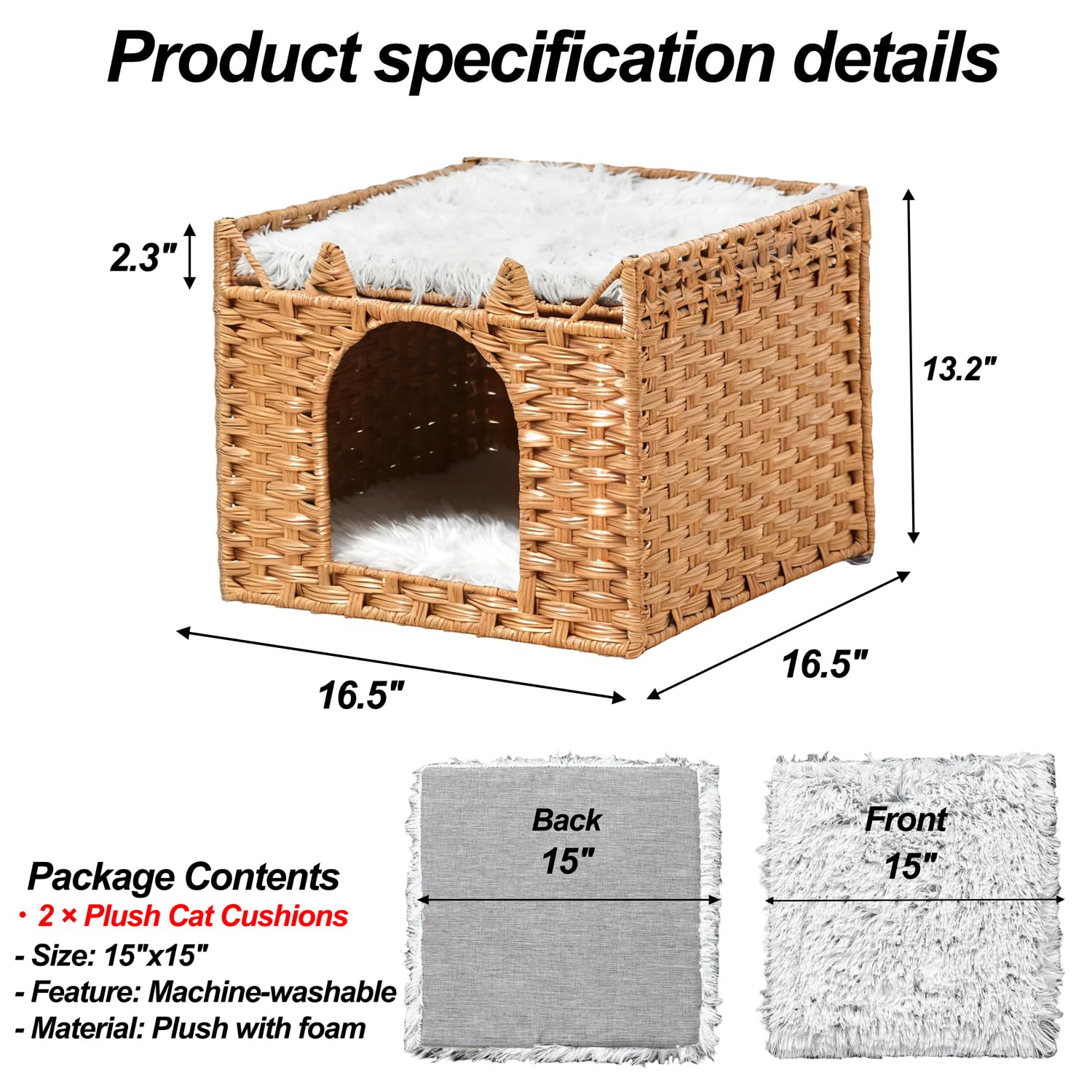 LUCKITTY handwoven rattan cave promotes breathable comfort for daytime naps.