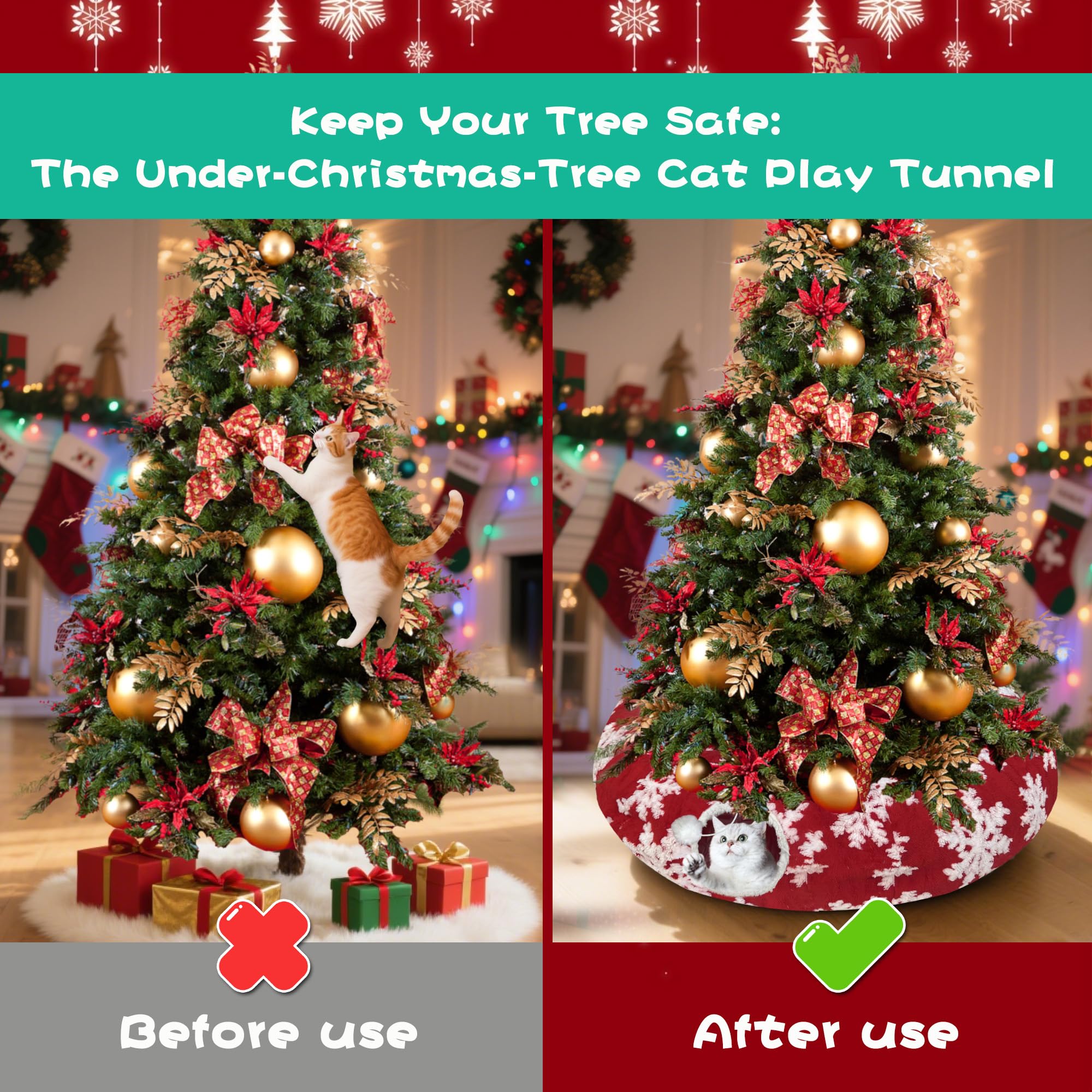 LUCKITTY Plush ball dangling at tunnel entrance encourages interactive fun while guarding decor.