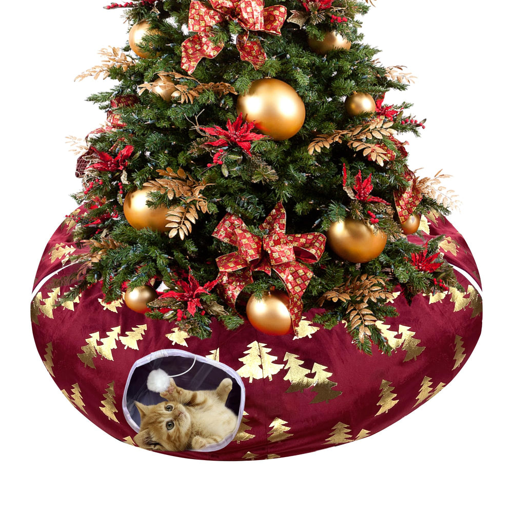 LUCKITTY plush Christmas Tree cat tunnel ball—engaging play and ornament-safe fun
