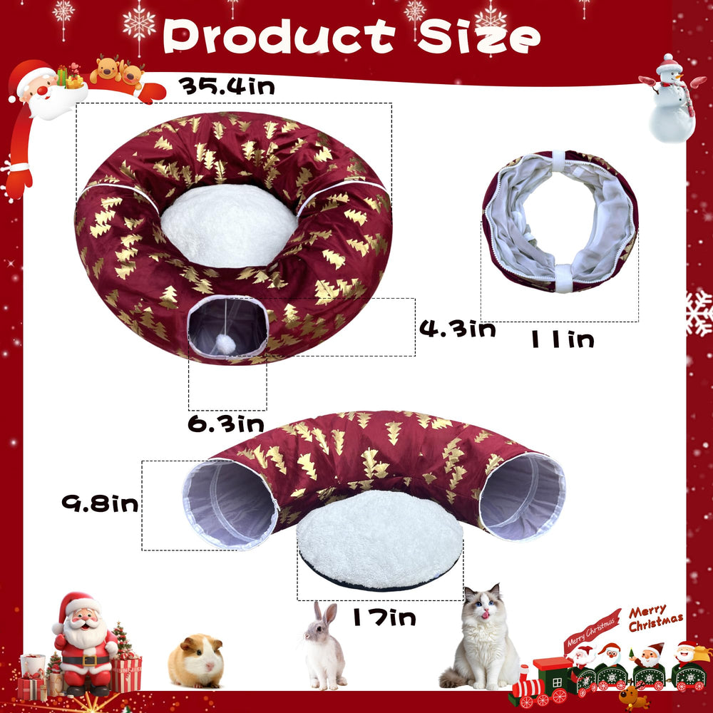 LUCKITTY plush Christmas Tree cat tunnel under-tree layout—fits under most trees