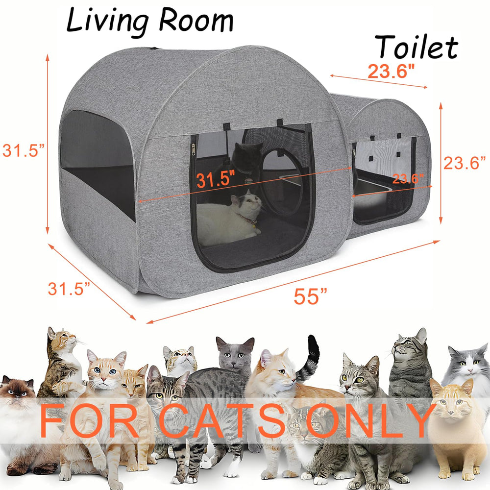 LUCKITTY portable cat playpen companion house adds private space for cats.