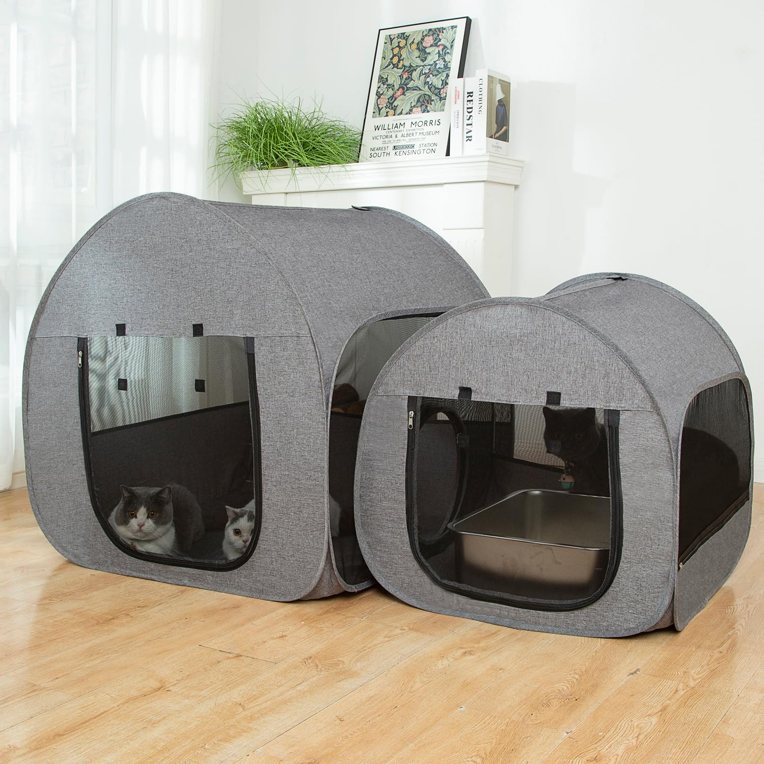 LUCKITTY portable cat playpen foldable design enables easy transport.