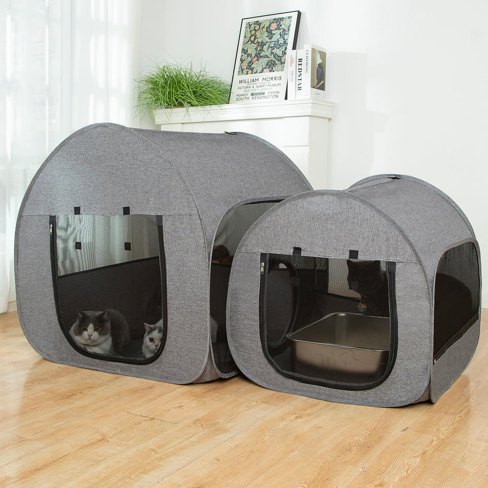 LUCKITTY portable cat playpen foldable design enables easy transport.