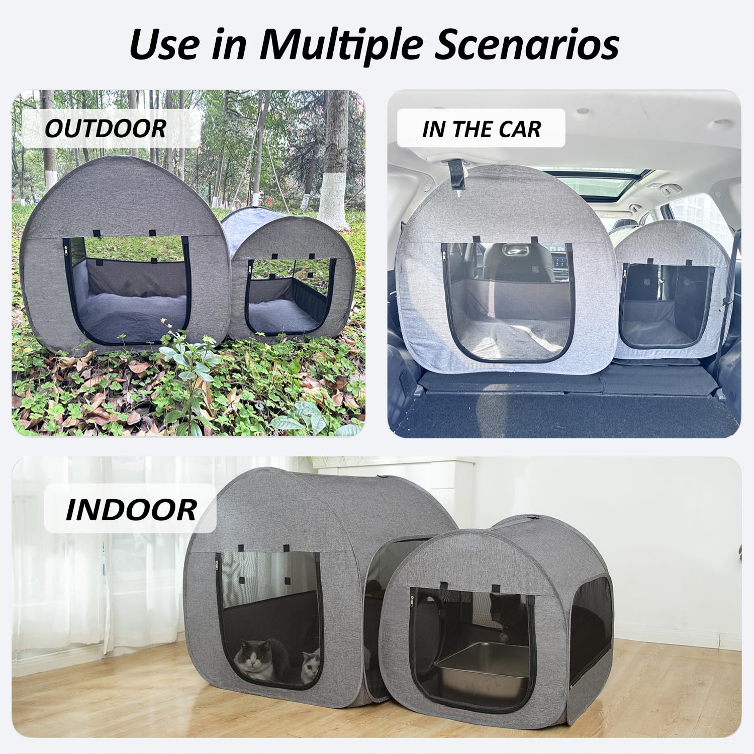 LUCKITTY portable cat playpen steel frame and nylon zippers provide durability.