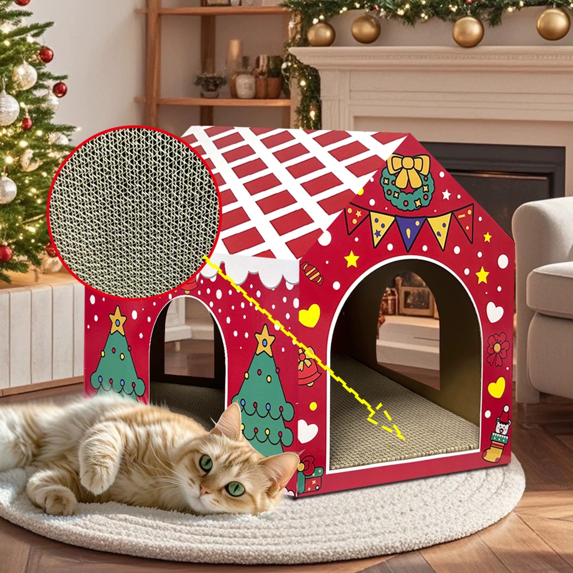 LUCKITTY spacious cat hideaway shows roomy interior for lounging