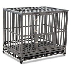 LUCKUP heavy duty dog cage front view shows sturdy steel frame for secure containment.