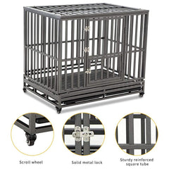 LUCKUP heavy duty dog cage interior reveals roomy space for comfortable rest.