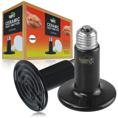 LUCKY HERP 150W ceramic heat emitter side view showing steady warmth for reptiles.