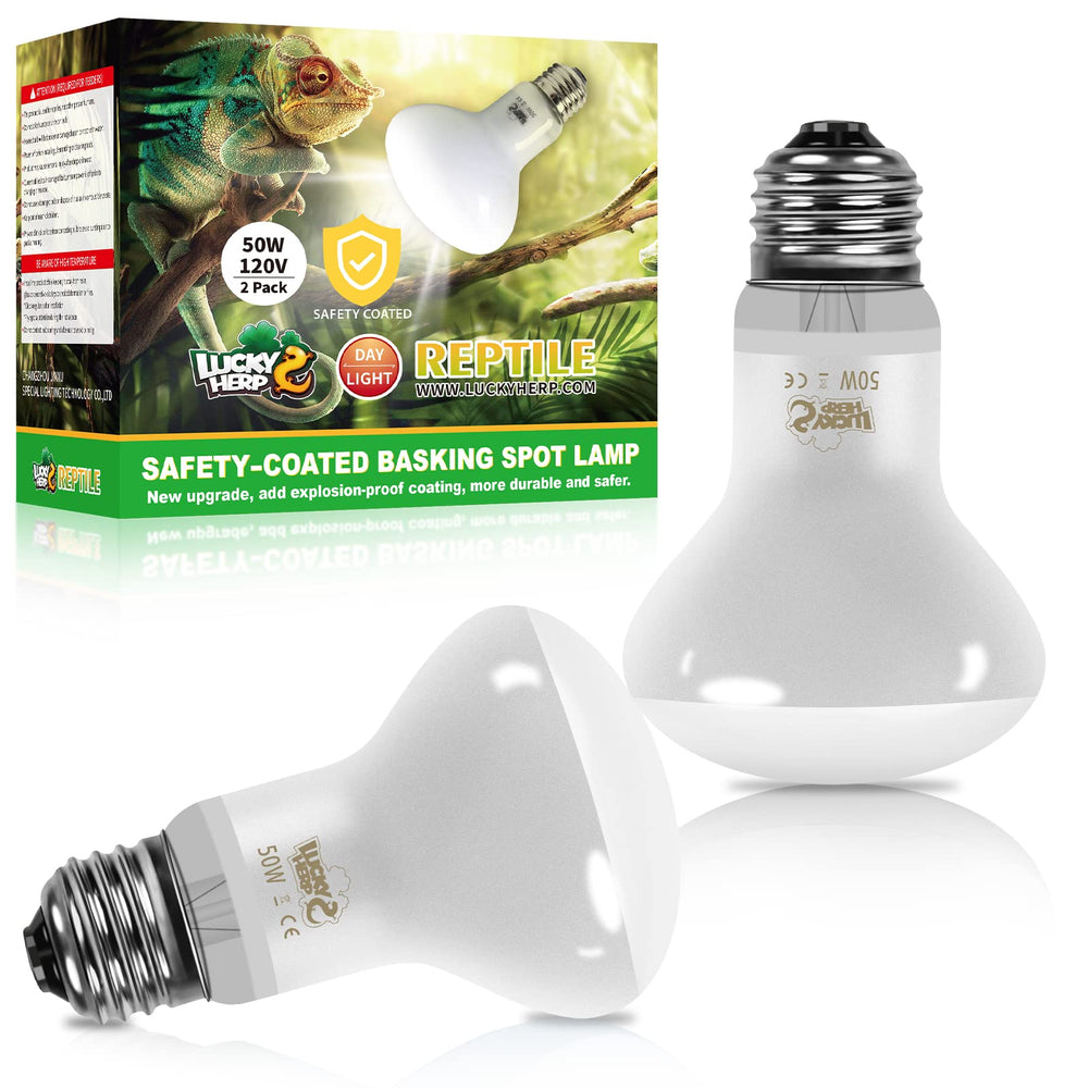 LUCKY HERP 3rd-gen 50W bulb in packaging, ready to safely heat your reptile enclosure