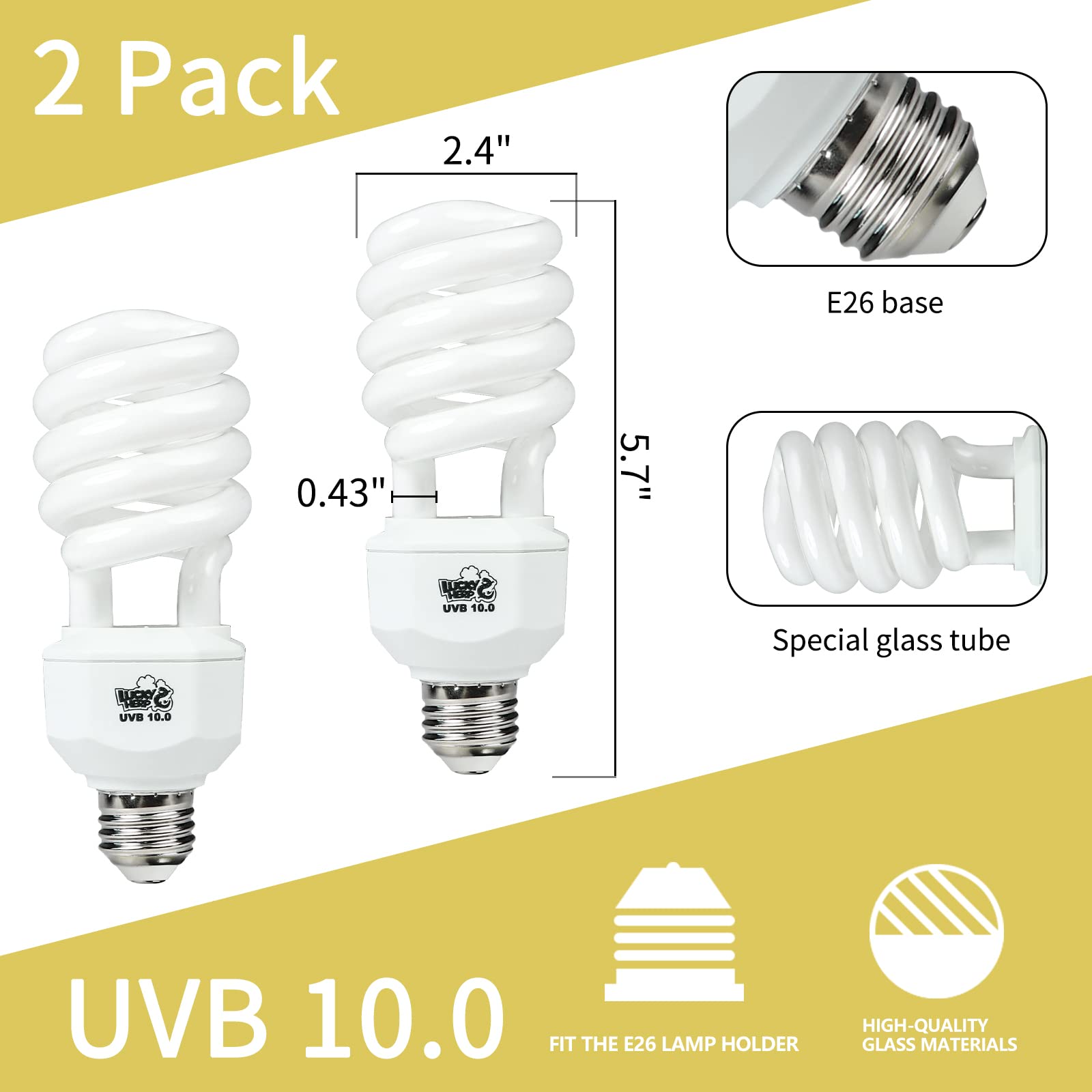 LUCKY HERP desert reptile UVB bulb 10% UVB and 30% UVA for desert species.