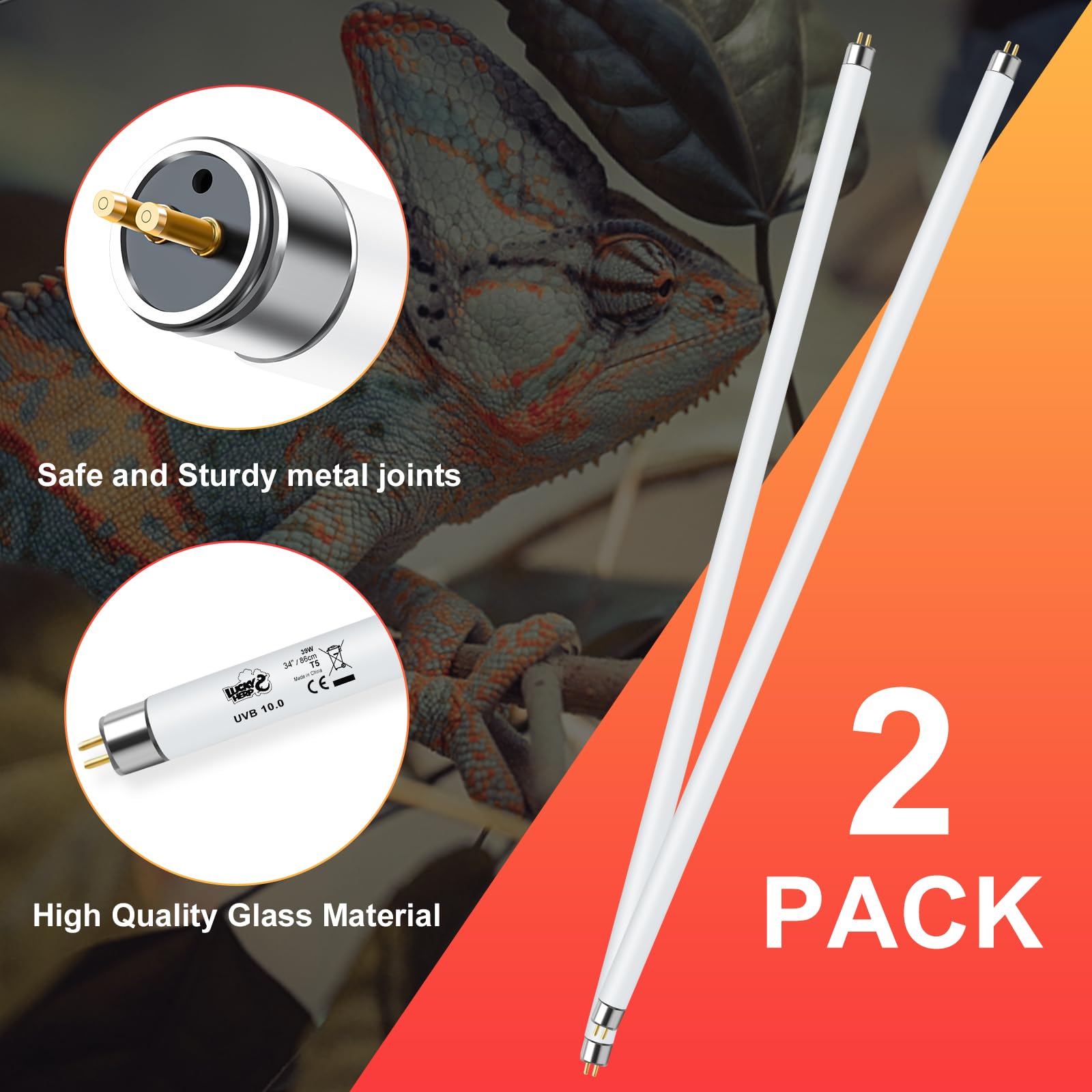 LUCKY HERP dual reptile light set covers larger areas with two lamps