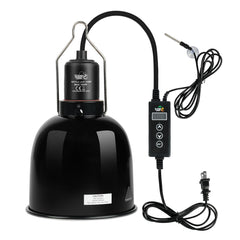 Lucky Herp reptile light fixture angle view showcases sturdy build for reliable terrarium lighting.