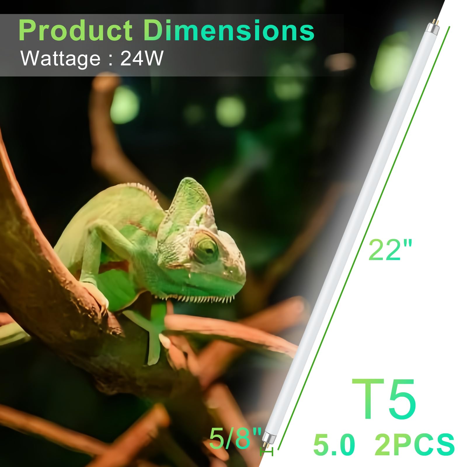 LUCKY HERP UVB 5.0 T5 simulates natural sunlight for reptiles.