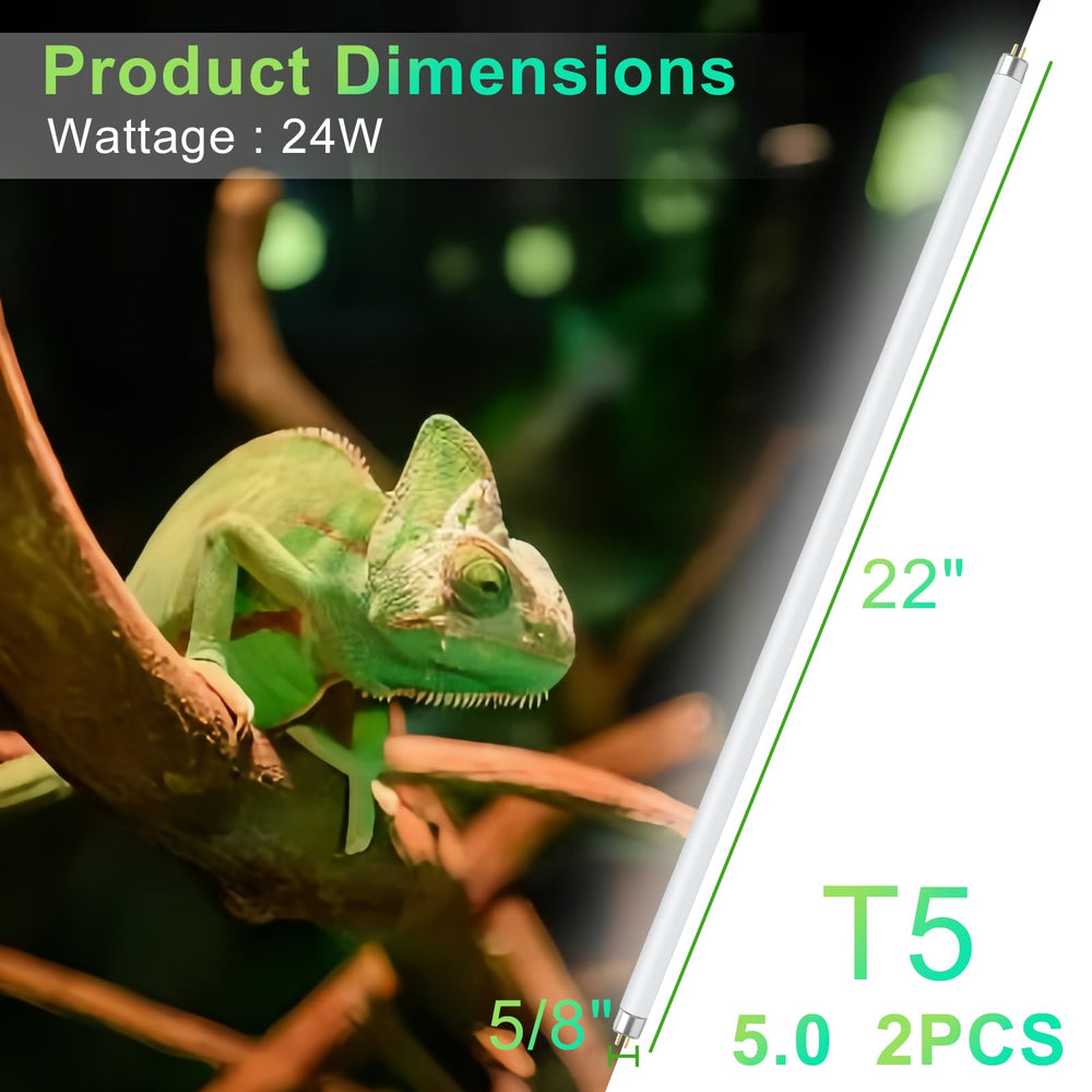 LUCKY HERP UVB 5.0 T5 simulates natural sunlight for reptiles.