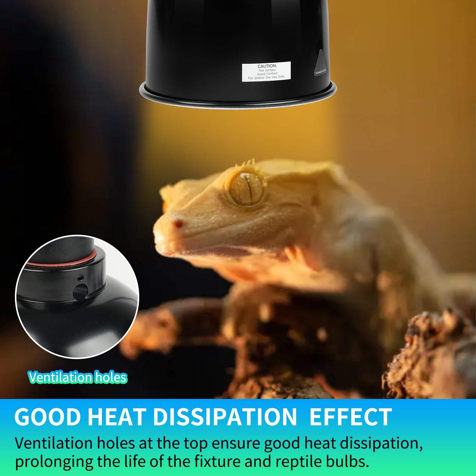 Lucky Herp top ventilation holes highlight efficient cooling and heat dissipation.