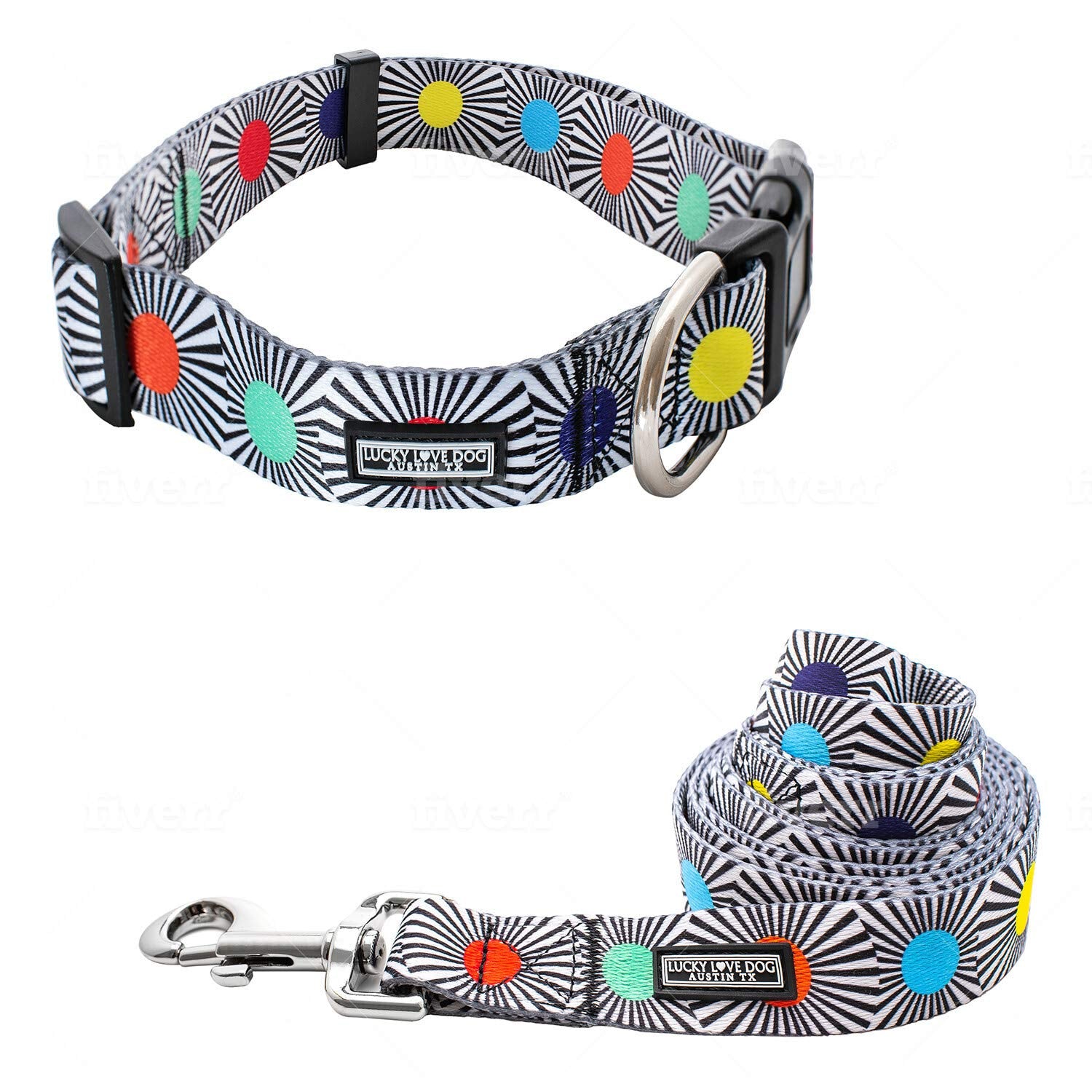 Lucky Love Dog adjustable collar small in bright pattern for daily stylish walks.