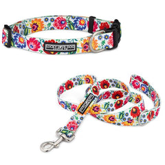 Lucky Love Dog Ladybird Combo collar in vibrant floral pattern for stylish daily walks.