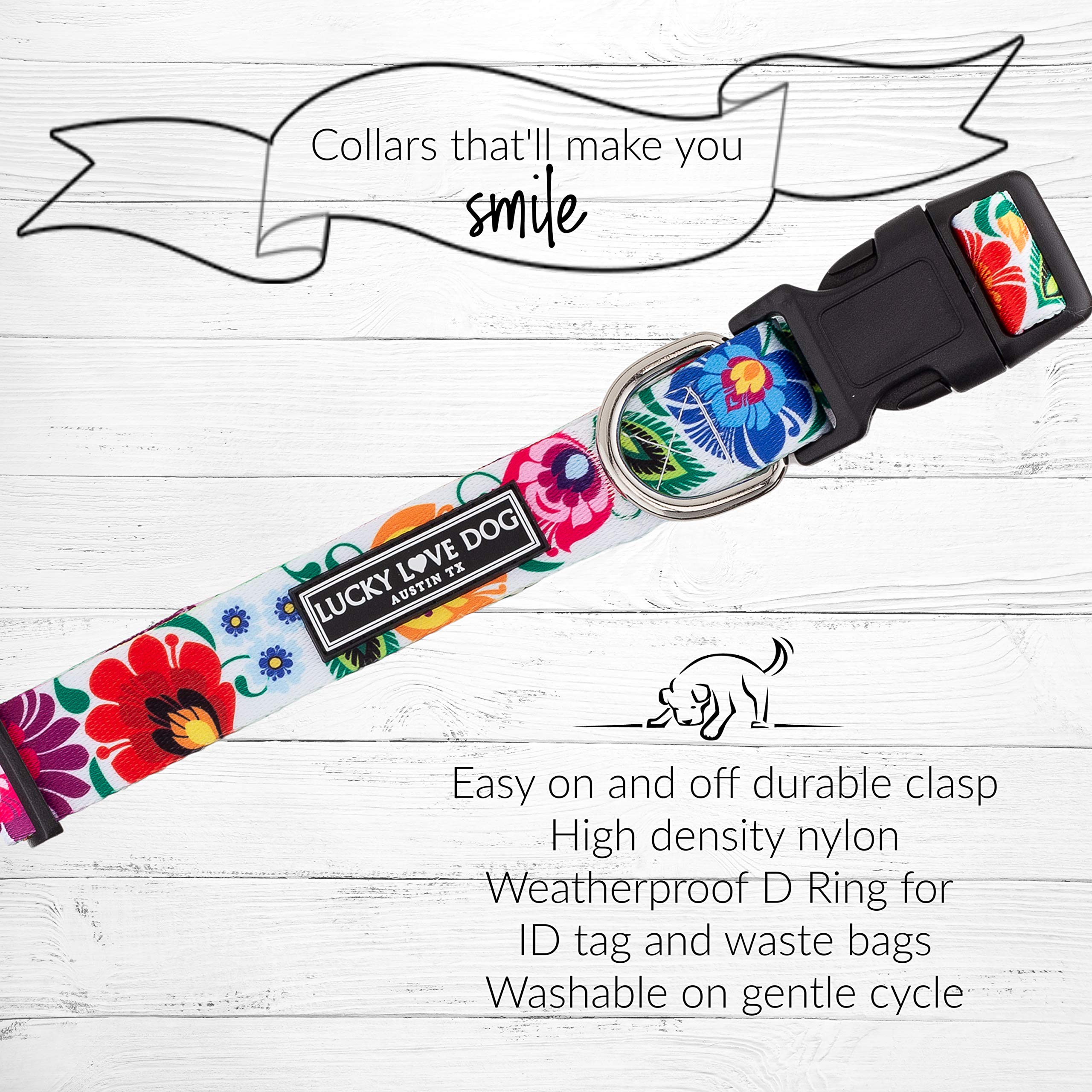 Lucky Love Dog Ladybird Combo floral pattern closeup showing vibrant colors.