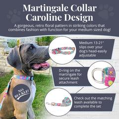 Lucky Love Dog Martingale Collar Caroline close-up with soft hand loop for comfort.