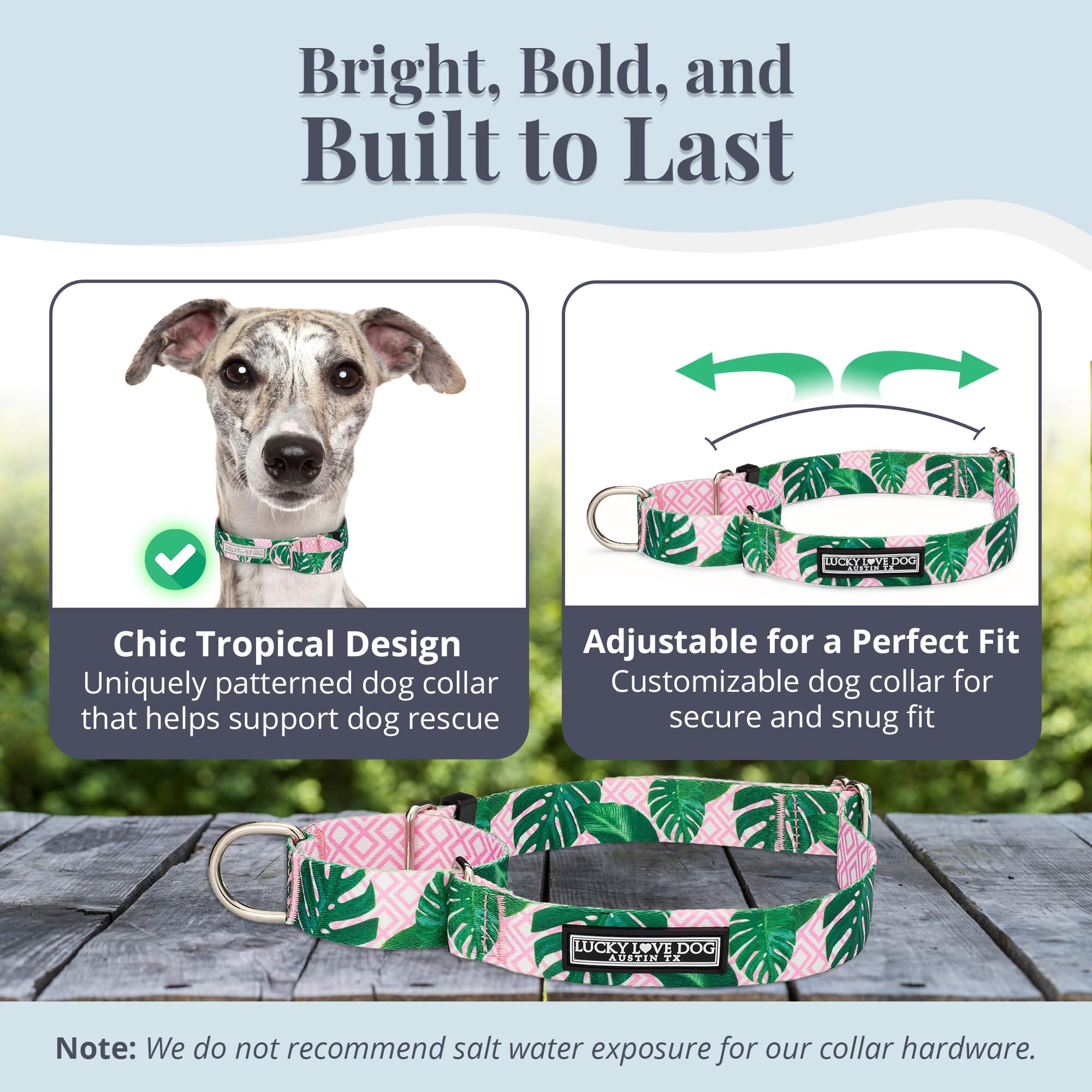 Lucky Love Dog martingale collar soft webbing – gentle on skin during training sessions.