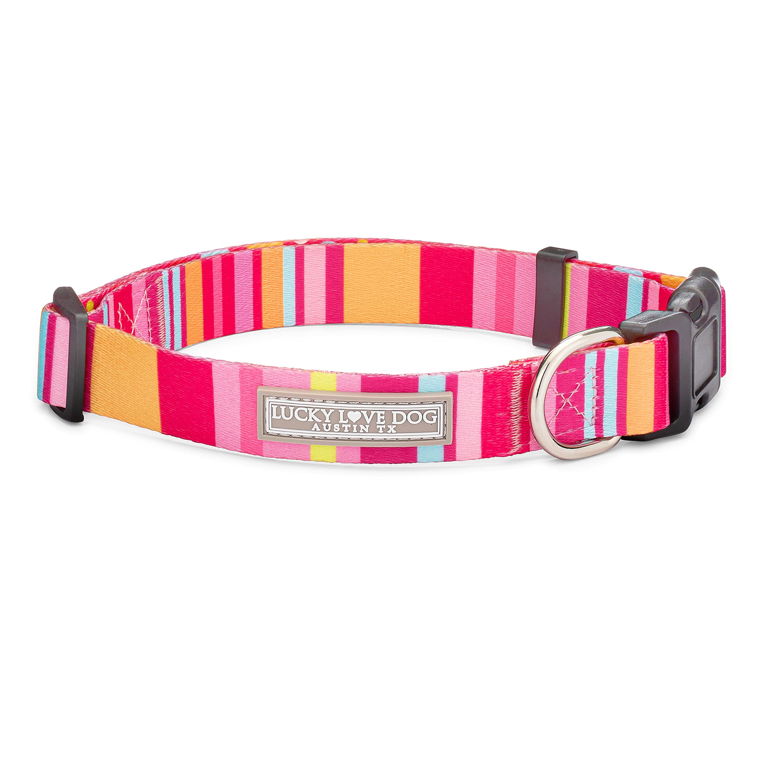 Lucky Love Dog Molly medium adjustable collar shown for secure daily wear.