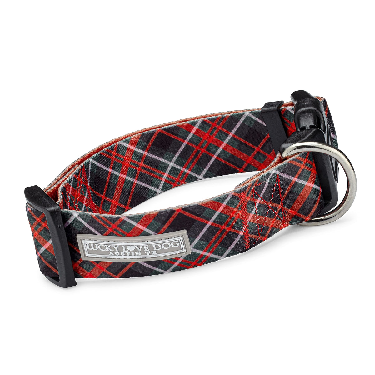 Lucky Love Dog wide collar on a dog's neck with soft, durable webbing for comfortable daily wear.
