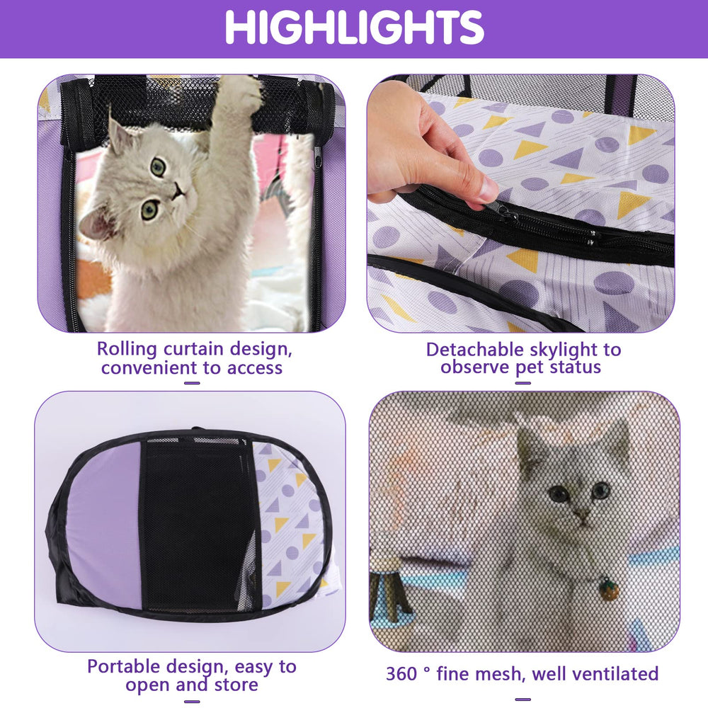 Lucky Monet portable pet playpen folded-flat for easy storage during trips.