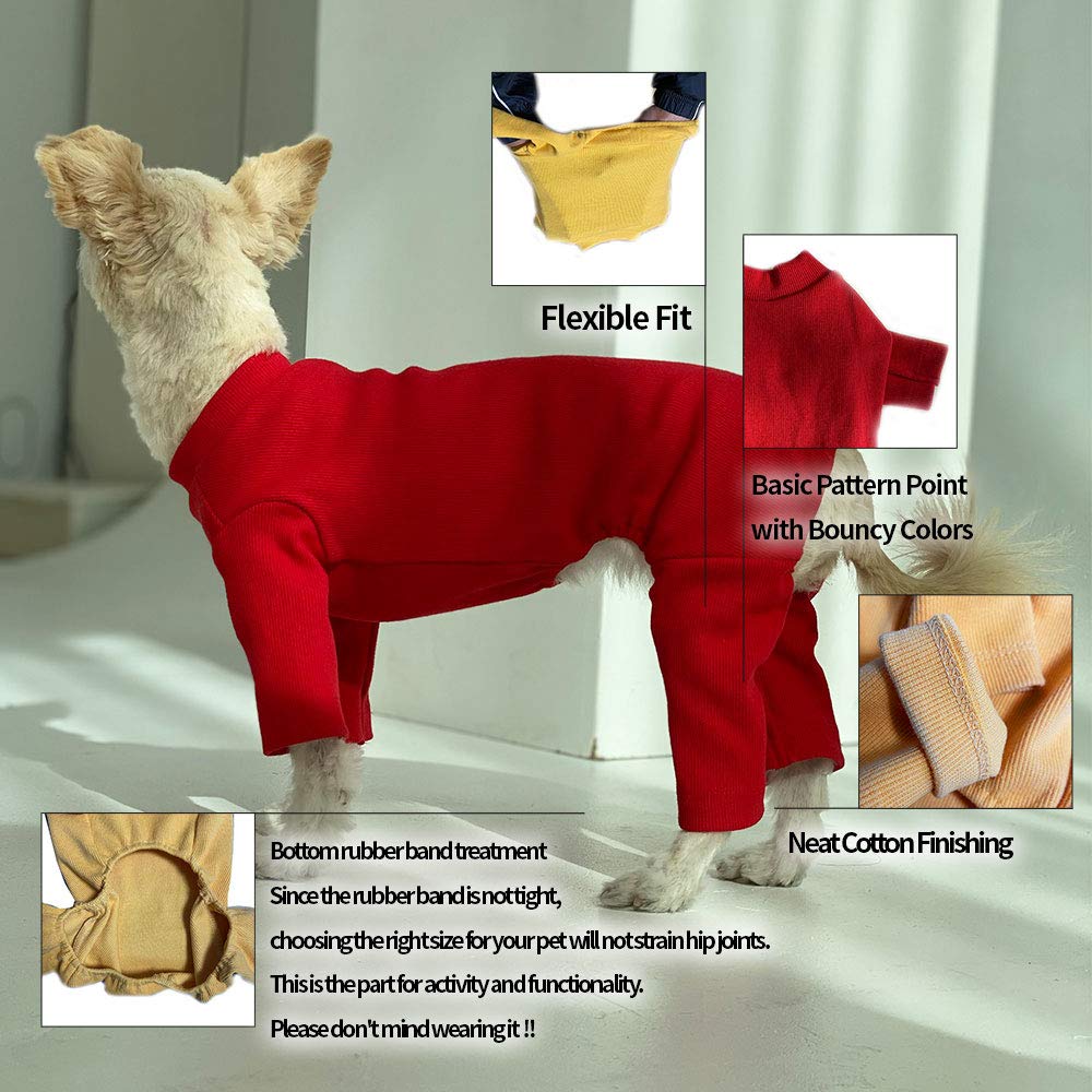 Lucky Petter basic mustard color dog pajamas on a playful dog for everyday wear