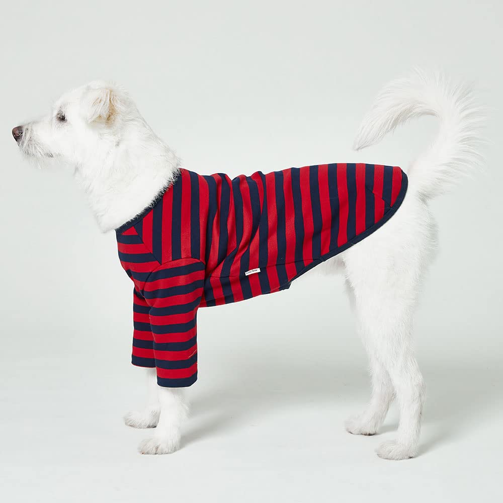 Lucky Petter dog shirt side view highlights easy slip-on elastic fit for daily walks.