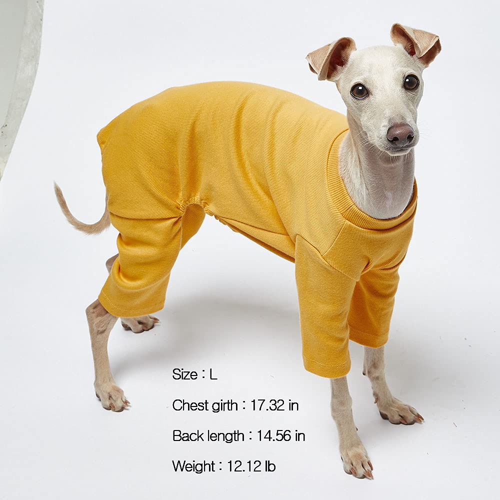 Lucky Petter small dog pajamas stretchy-legs close-up showing easy fit and flexible movement