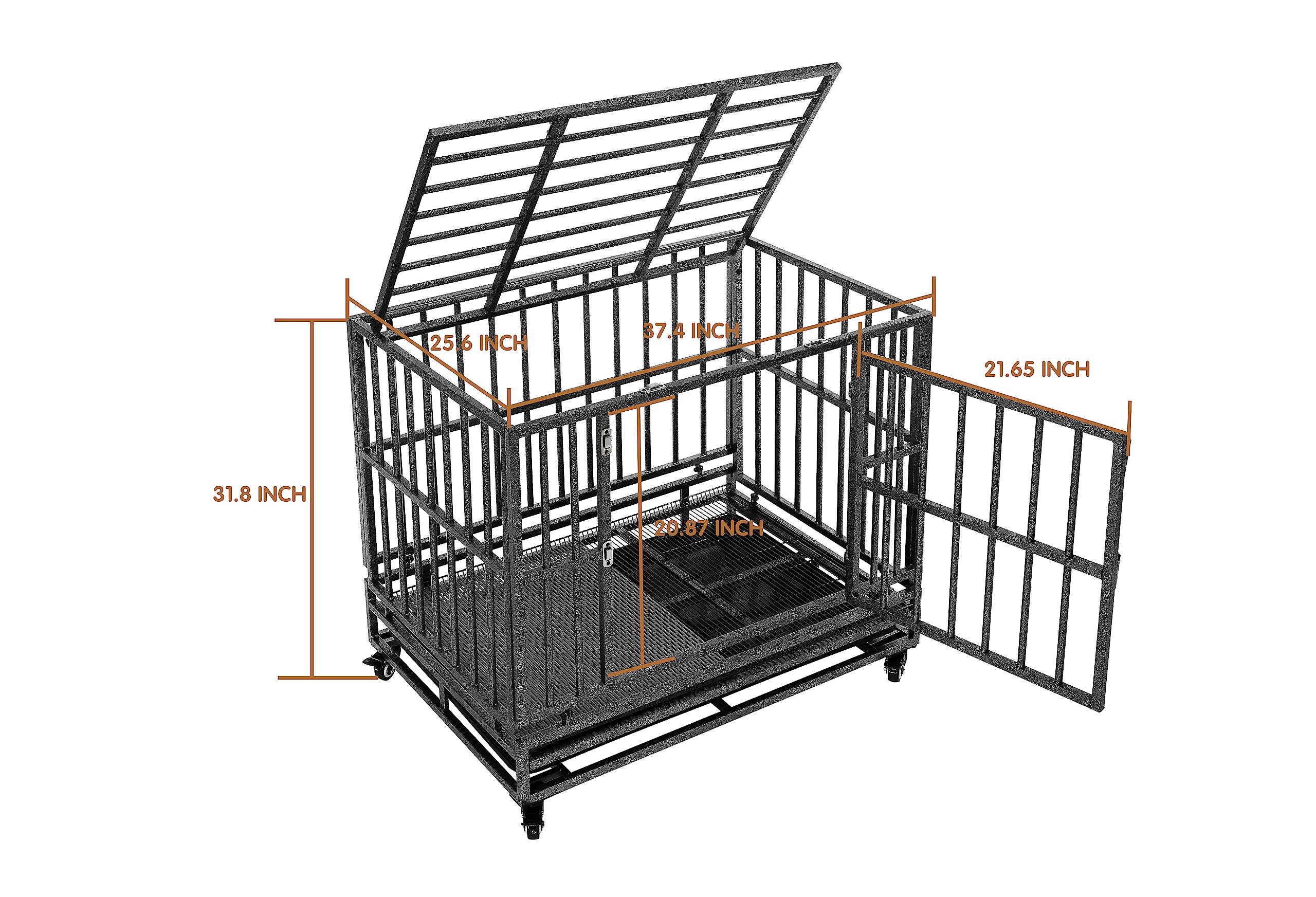 Luckyberry large door crate open demonstrates roomy entry and easy turning for dogs.