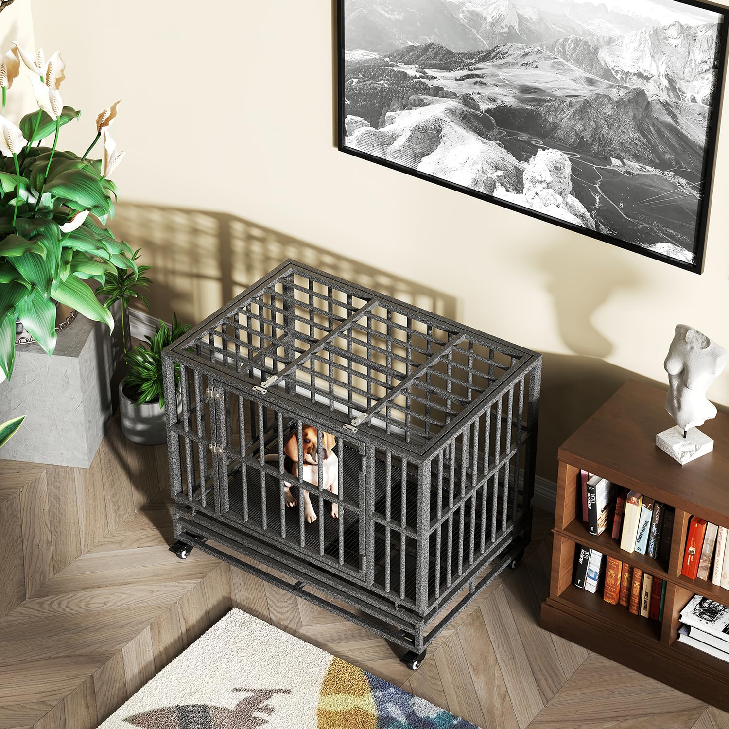 Luckyberry spacious interior supports high-anxiety dogs during crate time.