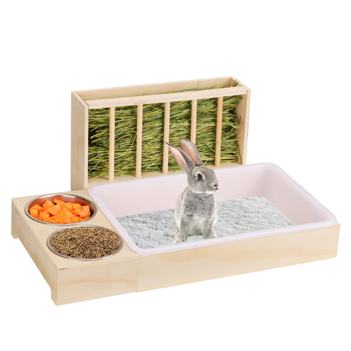 LuckyBOPAN 3-in-1 rabbit litter box assembly for quick, mess-reducing setup.
