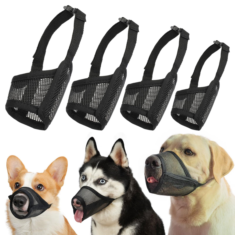 LUCKYPAW 4-piece mesh dog muzzle set ready for size selection and daily use