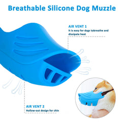 LUCKYPAW dog muzzle blue soft silicone material feels gentle on skin.