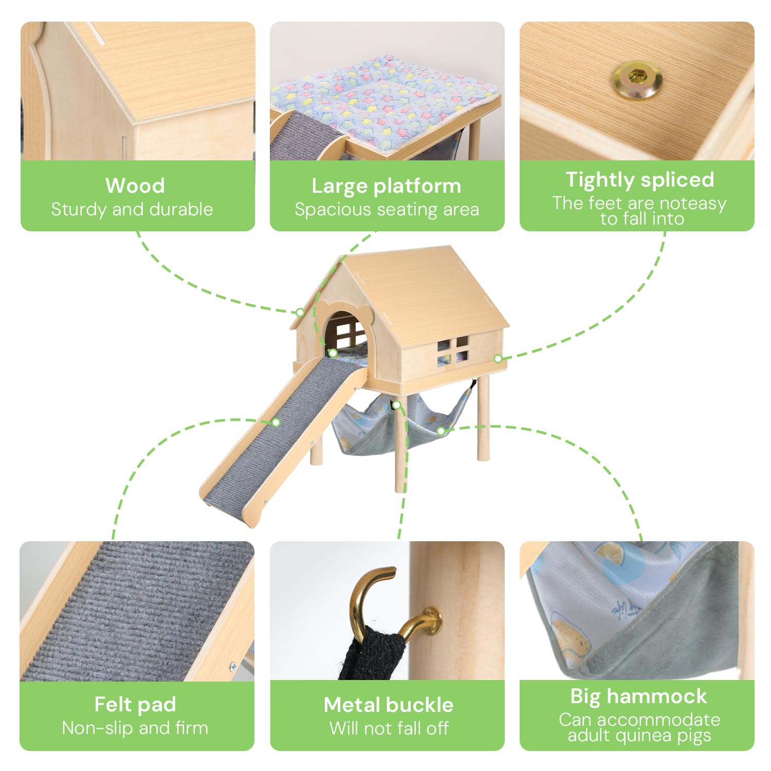 LUCKYBOPAN guinea pig hideout anti-slip ramp supports safe exercise