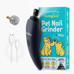 LUCKY TAIL pet nail grinder dark blue angled shot shows comfortable, easy handling.