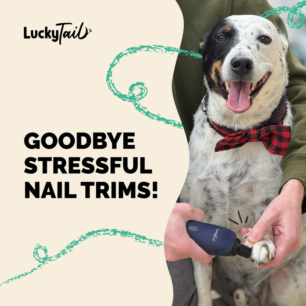 LUCKY TAIL pet nail grinder quiet operation closeup highlights low-vibration performance.