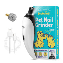 Lucky Tail pet nail grinder with quiet operation helps calm anxious dogs and cats