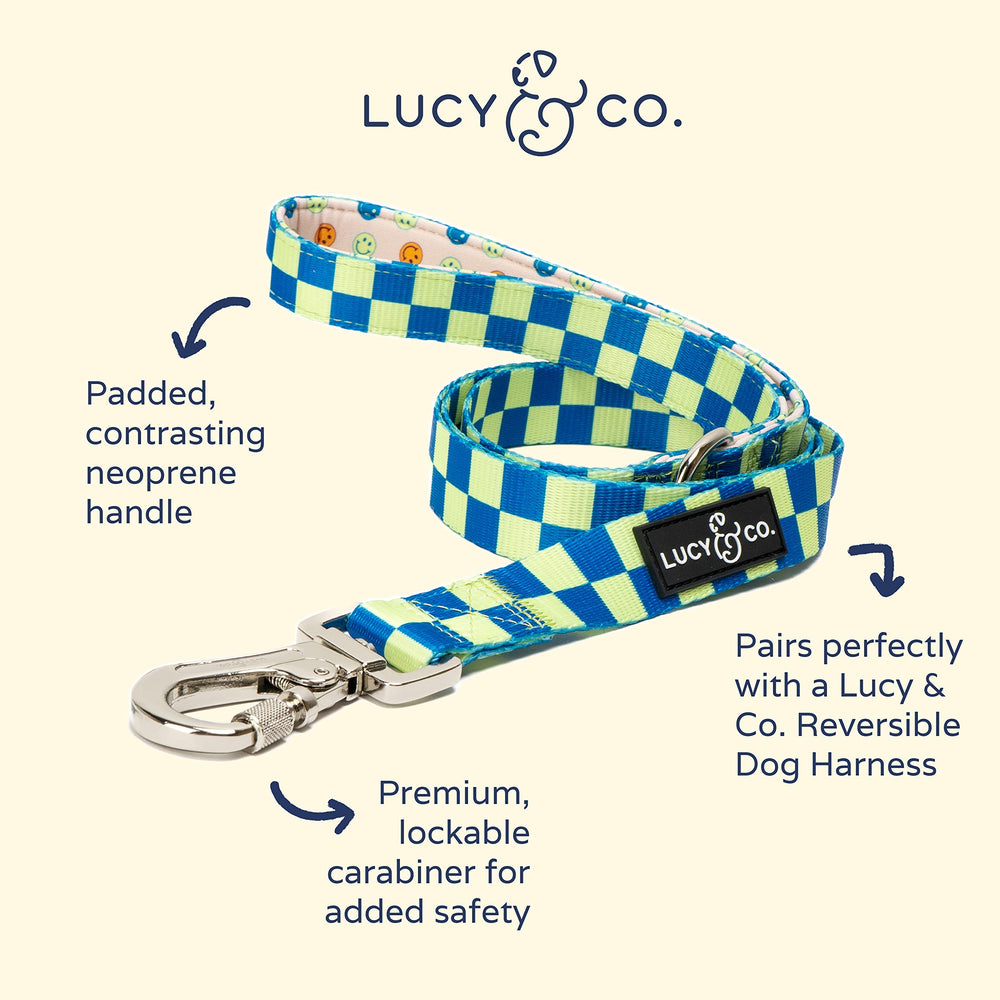 Lucy & Co leash in purple-green floral pattern for stylish walks.