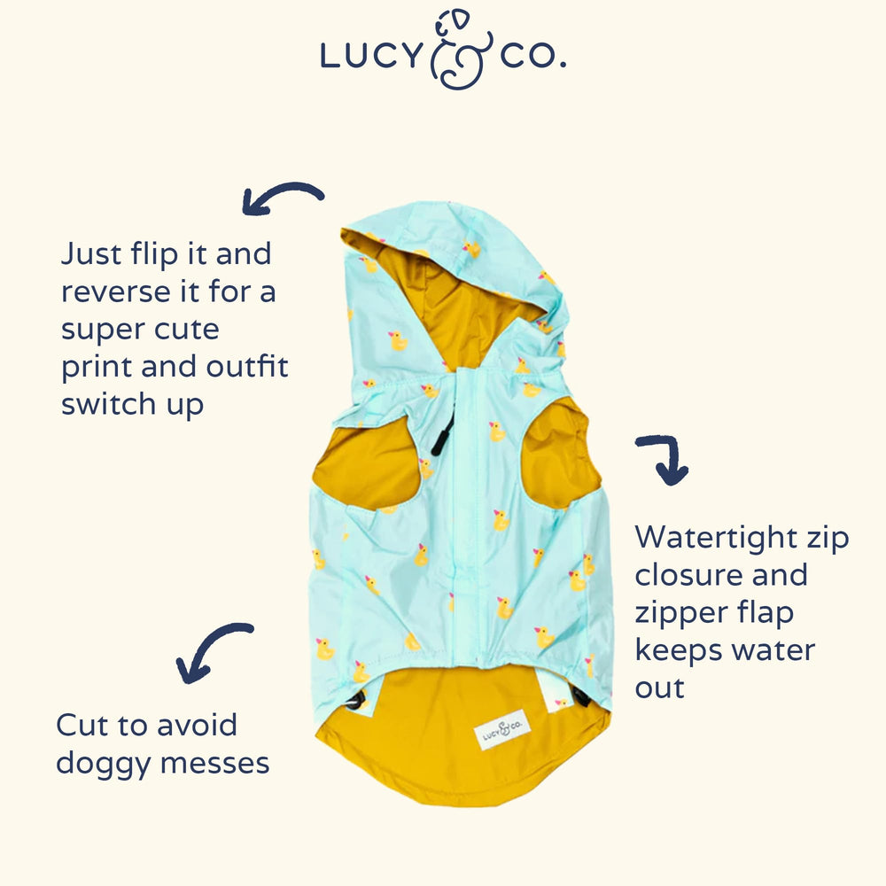 Lucy & Co. Lucky Ducky waterproof nylon closeup highlights durable rain protection