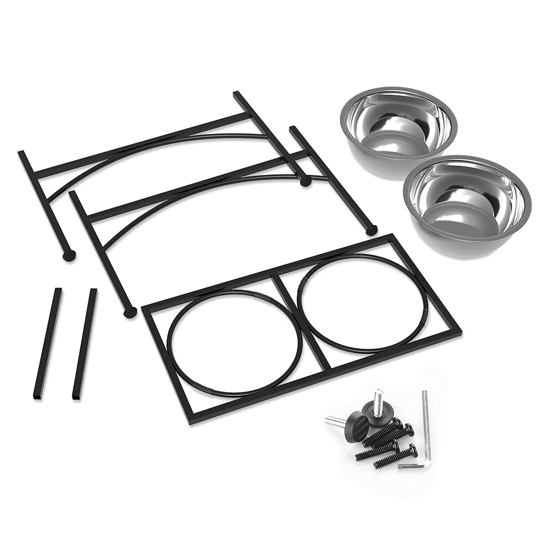 LUEXBOX elevated dog bowls stand dimensions verify size for large pets.