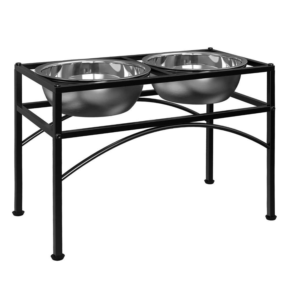 LUEXBOX elevated dog bowls stand front view shows large-capacity bowls for big dogs.