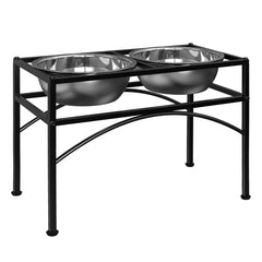 LUEXBOX elevated dog bowls stand front view shows large-capacity bowls for big dogs.