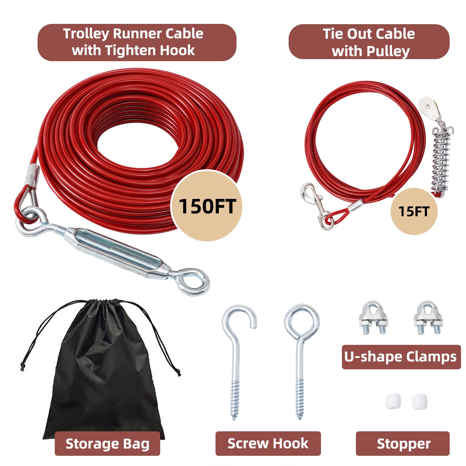LUFFWELL 15ft tie-out cable securing larger dogs during outdoor play